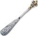 Fleur-De-Lis Handle - Hammered Blade - 6 Inch Silver/Gold Tone Stainless Steel Cheese Butter Knife Spreader Set Of 4