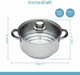 Kitchencraft Food Steamer 3 Tier Universal 3 Tier Steamer Insert In Box Stainless Steel Fits 16 18 And 20 Cm Pans Silver