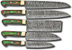 Damascus Steel Kitchen Knife Set 5 Pcs Hand Forged Chef Knife Set With Leather Roll Kit/Christmas / For Her/Kitchen And Dinning