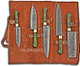 Damascus Steel Kitchen Knife Set 5 Pcs Hand Forged Chef Knife Set With Leather Roll Kit/Christmas / For Her/Kitchen And Dinning