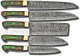 Damascus Steel Kitchen Knife Set 5 Pcs Hand Forged Chef Knife Set With Leather Roll Kit/Christmas / For Her/Kitchen And Dinning