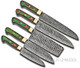 Damascus Steel Kitchen Knife Set 5 Pcs Hand Forged Chef Knife Set With Leather Roll Kit/Christmas / For Her/Kitchen And Dinning