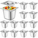 Maxcheck 12 Pcs Stainless Steel Hotel Pan With Lids 1/6 Size Chafing Steam Table Catering Pans With Notched Cover Commercial Stackable Metal Steamer For Buffet Party Storage Food(5.9 Inch)