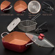 Moss & Stone 5 Pcs Copper Chef Cookware Set 9.5” Non Stick Deep Frying Pan Fry Basket Dishwasher & Oven Safe Induction Copper Cookware Set Bundle With Square Grill Pan For Indoor Cooking 9.5In Fr