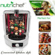 Nutrichef Sizzle Hot Cooking Stone Grill With Bamboo Platter Tabletop Granite Stone Grill With Non-Slip Handles Adjustable Temperature Control 550°F Max Heat - Perfect For Meats And Vegetables