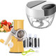 Ourokhome Rotary Cheese Grater Hand Crank Mandolin Slicer Nuts Grinder With Handle Vegetable Chopper Manual Food Processor Kitchen Mini Portable Hand Pull String Garlic Mincer With Feeding Inlet
