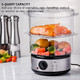 Ovente 2 Tier Electric Food Steamer For Cooking Vegetables Stainless Steel Base Stackable And Dishwasher Safe Baskets 400W With Auto Shutoff And 60-Minute Timer 5 Quart Capacity Silver Fs62S