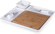 Toscana - A Picnic Time Brand Peninsula Cutting Board & Serving Tray Cheese Board Charcuterie Board Appetizer Plate (Bamboo & White Porcelain)