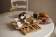 Toscana - A Picnic Time Brand Peninsula Cutting Board & Serving Tray Cheese Board Charcuterie Board Appetizer Plate (Bamboo & White Porcelain)