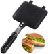 Pissente Double Sided Frying Pan Aluminum Alloy Breakfast Sandwich Maker Flat Bottom Nonstick Hot Sandwich Panini Maker With Handle Grilled Sandwich Flip Pan For Home Kitchen Breakfast