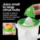 Proctor Silex Electric Citrus Juicer Machine 34 Oz. For Orange Lemon Grapefruit Juice White & Green (66337)