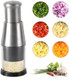 Manual Pressed Chopper Hand Food Chopper Mini Dicer Food Chopper Multi-Functional Manual Garlic Press Stainless Steel Hand Food Chopper Garlic Press For Mincing Garlic Onion(Color:Silver)