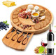 Cheese Board Set Bamboo Cheese Board (34X28X1.5Cm) Set Of 4 Cheese Knives Unique For Housewarming Wedding For Couple Birthday Cheese Board Set Bamboo Cheese Board (34X28X1.5Cm) Set Of 4 Cheese Knives Unique For Housewarming Wedding For Couple Birthday