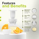 Real Simple Dual Press Manual Citrus Mini Juicer Portable Handheld Citrus Juicer For Any Sized Citrus Food Safe Measuring Cup Juice Container 300 Ml White