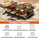 Indoor Grill Table Smokeless Portable Griddle Raclette Grill Nonstick With 8 Cheese Maker Pans Temperature Control & Dishwasher Safe 1300W Ideal For Parties And Family Fun