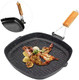 Grill Pan With Folding Handle Square Nonstick Frying Pan Steak Special Pan For Stove Top Induction (20 20Cm)