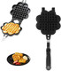 Topyond Double Sided Waffle Iron Flower Heart Shape Design Non Stick Waffle Maker Durable Waffle Pan For Home Kichen Use Baking Accessory