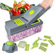 Vegetables Mandoline Chopper Fruit Slicer Meat Cutter Food Processor Onion Slicer Shredder Potato Egg Veggies Slicer Master Multifunction Blades Kitchen Tools With Container Gadget
