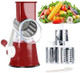 Easy To Clean Grater For Fruit Vegetables Nutsrotary Cheese Grater Kitchen Mandoline Vegetable Slicer With 3 Interchangeable Bladescheese Grater/Shredder.