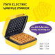 Mini Electric Waffle Maker – Fun Waffle Shape – Non-Stick Coating Easy To Clean – Perfect For Kids Families Dorms Apartments Rvs – For Holidays Birthdays Weddings