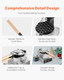 Vevor Commercial Bubble Waffle Maker 1400W Non-Stick Egg Waffle Machine Rotatable 180° For Bubble Puff Temp & Time Control Stainless Steel With Wooden Handlefor Restaurants Snack Bars & Bakery