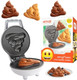 Emoji Poop Mini Waffle Maker- Breakfast Fun For Kids W Cute Smiley Face Design 4" Waffler Iron Makes Poo Shaped Pan Cakes Or Waffles Electric Nonstick Appliance W Recipes Funny Gag For Him Her