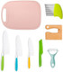 Kids Knife Set 8Pcs Kids Safe Knifes Include Wood Kids Safe Knife Serrated Edges Plastic Toddler Knives Crinkle Cutter Potato Slicers Cute Rectangle Cutting Board Kids Kitchen Real Cooking