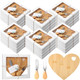 24 Sets Bridal Shower Party Favors Heart Shaped Cheese Board Cheese Knives Set Bamboo Wood Charcuterie Board Set Cheese Serving Platter With Thank You Tags White Box Ropes For s Birthday