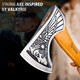 NedFoss 13" Valkyrie Viking Axe Handmade Viking Hatchet with Leather Sheath High Carbon 1055 Steel Blade Premium Viking Axes Design for Camping Bushcraft Hatchet Collection Gift for Men Women