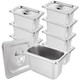 8 Set Set Stainless Steel Hotel Pans With Lids 1/9 Size X 4 Inch Deep Steam Table Pan Stackable Commercial Anti Jam Metal Steam Tray Catering Food Storage Steel Pan For Home Restaurant Buffet