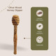 Aramedia Olive Wood Honey Dipper - Handcrafted 6" Drizzler Perfect For Serving Honey Syrups And Sauces Eco-Friendly Kitchen Tool With Unique Grain Patterns