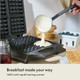 Bella Classic Waffle Iron 4 Square Belgian Waffle Maker Non-Stick Extra Large Plates For Easy Cleanup Cool Touch Handles Stainless Steel Black 1400W