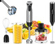 Bonsenkitchen Immersion Blender 20 Variable Speeds & Turbo 4-In-1 Stainless Steel Handheld Blender Powerful Milk Frother For Coffee