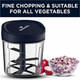 3.8 Cups Premium Plastic Manual Food Chopper Hand Pull String Onion Vegetable Mincer Dishwasher Safe 900Ml Blue