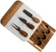 Marble Cheese Board - Acacia Wood Tray With 3-Knife Set - Marble Charcuterie Board For 2-6 People - Great For Weddings Anniversary & Housewarming Parties - White Marble Board
