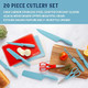 Country Living 20-Piece Kitchen Knife Quality Stainless-Steel Blades With Guards Complete Set Includes Knives Shears Acacia Cutting Board And Flexible Chopping Mats Blue