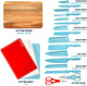 Country Living 20-Piece Kitchen Knife Quality Stainless-Steel Blades With Guards Complete Set Includes Knives Shears Acacia Cutting Board And Flexible Chopping Mats Blue