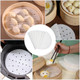 Creatcabin 100Pcs 8 Inch Parchment Paper Steamer Liner Food Steamer Paper Flat Round Air Fryer Bamboo Dumpling Small Perforated Sum Buns Mat Liners Pads For Home Kitchen Restaurant Food Cooking