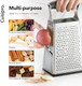 Cuisipro Stainless Steel Cheese Grater With Handle 4 Sided Box Grater For Kitchen Ginger Grater Dishwasher Safe Fruit And Vegetables Slicer Cheese Shredder For Potato Chocolate Parmesan Ginger