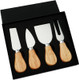 4-Piece Cheese Knife Set Cheese Knives Cheese Knife Set Wooden Handle Stainless Steel Cheese Slicer Fork Spreader For Cheese Butter Pizza Cake Cutlery Cheese Knife