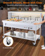 72Qt Commercial Food Warmer 9X8Qt Electric Steam Table 9-Pans With Acrylic Shield Stainless Steel Bain Marie Countertop With Lockable Wheels For Restaurants Buffets Party 1500W 110V