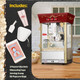Matinee Popcorn Machine And Cart – 3 Gallon Popcorn Popper 8Oz Kettle Warmer And 5 All-In-One Kernel Packs By Great Northern Popcorn (Red)