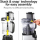 Hamilton Beach Stack & Snap Food Processor And Vegetable Chopper Bpa Stainless Steel Blades 12 Cup Bowl 2-Speed 450 Watt Motor Black (70725A)