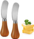 Houkiper Butter Spreader Knife 2 Pack Stainless Steel Cheese Spreader With Wooden Handle 12.5Cm For Kitchen Vegetables Fruits Picnic - Silver
