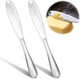 2Pcs Butter Knife Spreader Stainless Steel 3-In-1 Sandwich Curler Slicer And Spreader Durable Straight Edge Butter Grater With Holes Kitchen Serrated For Cold Cream Cheese Jellies