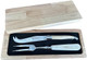 Laguiole En Aubrac 2-Piece Stainless Steel Cheese Knife Set With Fork & Cheese Knife Brushed Bolsters Bone Handle