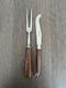 Laguiole En Aubrac Luxury Fully Forged Full Tang Stainless Steel Steak Knives 2-Piece Set Teak Wood Handles Brushed Stainless Steel Bolsters