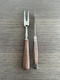 Laguiole En Aubrac Luxury Fully Forged Full Tang Stainless Steel Steak Knives 2-Piece Set Teak Wood Handles Brushed Stainless Steel Bolsters