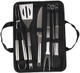 9Pcs Spatula Fork Tongs Knife Brush Skewers Barbecue Utensil Bbq Grill Accessories Tools Stainless Steel Grilling Kit With Storage Case Use For Camping Kitchen Party Backyard Indoor Outdoor