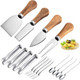 4 Pieces Cheese Knife Set With Wooden Handles Stainless Steel Cheese Knives Cheese Spreaders Butter Knife Mini Serving Tongs Forks Charcuterie Board Accessories For Party Wedding And Christmas